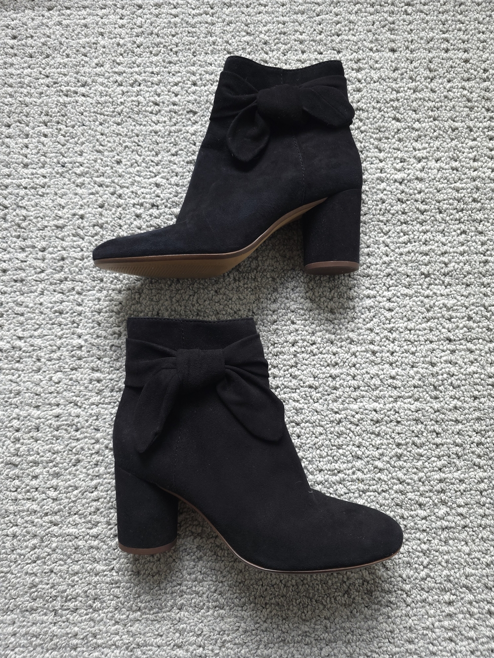 Madewell Black Suede Ankle Boots with Bow